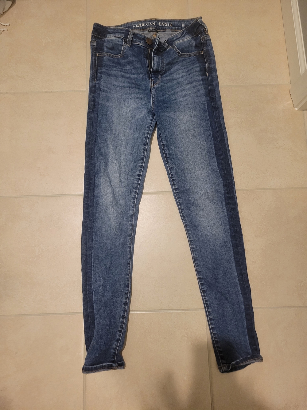 American Eagle Outfitters Women's Two-Tone Skinny Jeans - Blue